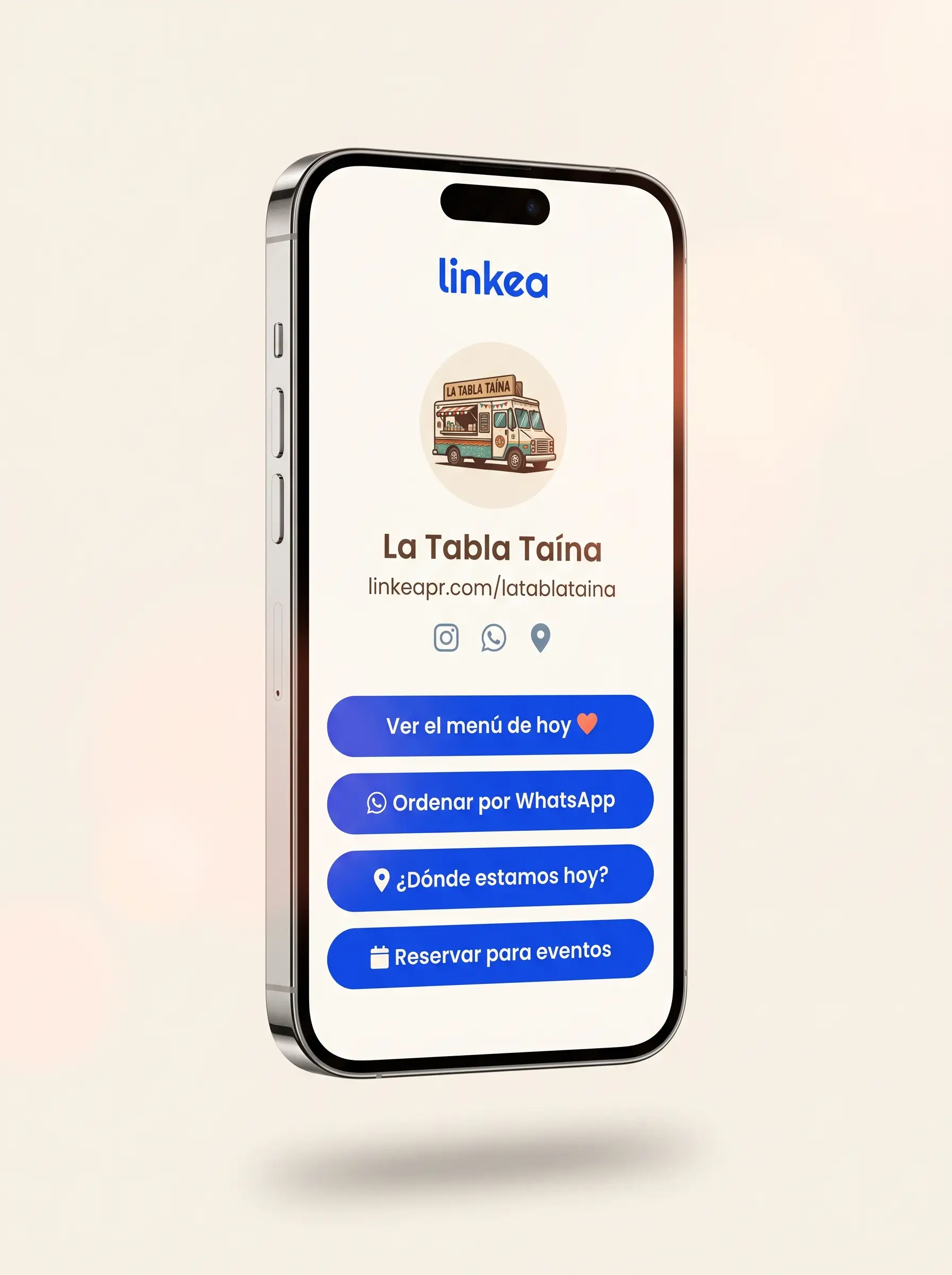 Perfil de Linkea de La Tabla Taína (Negocio) en un teléfono